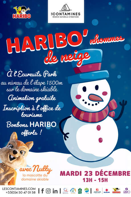 HARIBO'nhommes de neige avec Nutty à l'Ecureuil Park