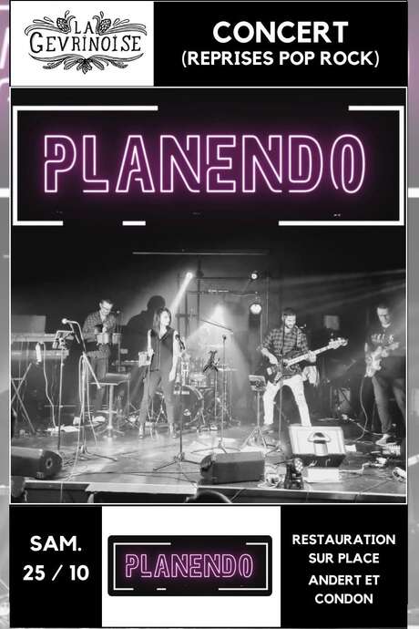 Concert Planendo (pop rock) à la Gevrinoise