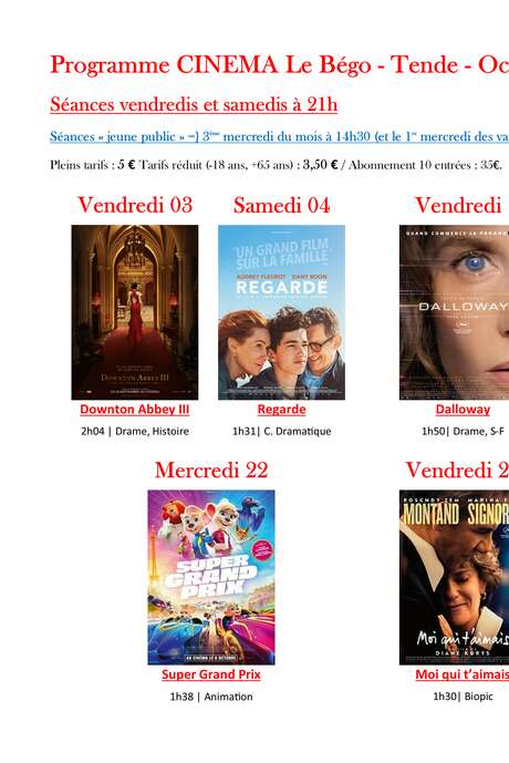 Filmvorführungen in Tende
