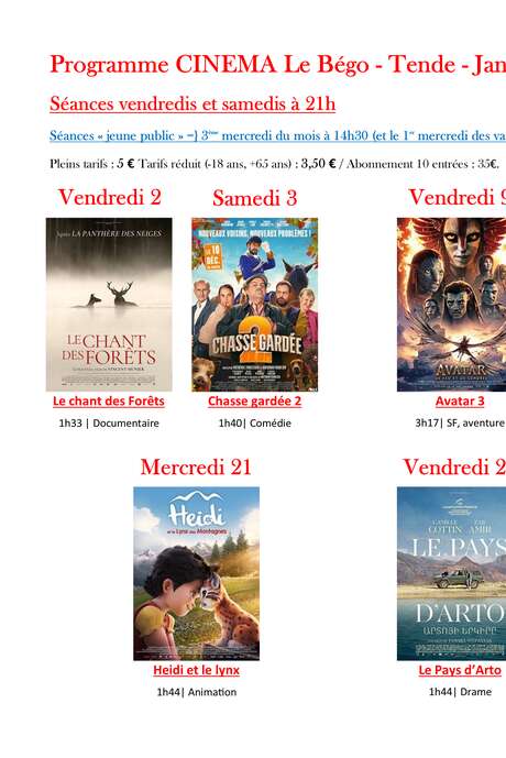 Filmvorführungen in Tende