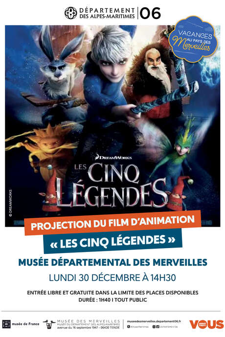 Projection du film d'animation "Les cinq légendes"