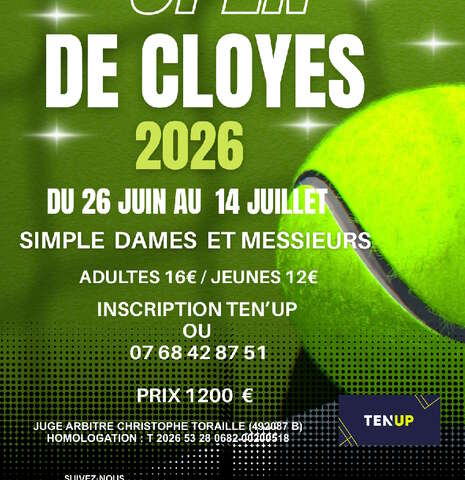 Compétition de Tennis - Open de Cloyes 2026