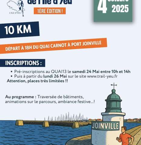 Pré-inscriptions au Trail Urbain de l'Ile d'Yeu - 10KM