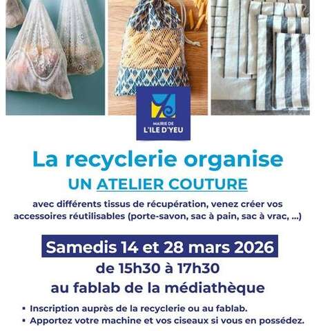 Atelier couture avec la recyclerie au FabLab du Pôle culturel du Petit Chiron