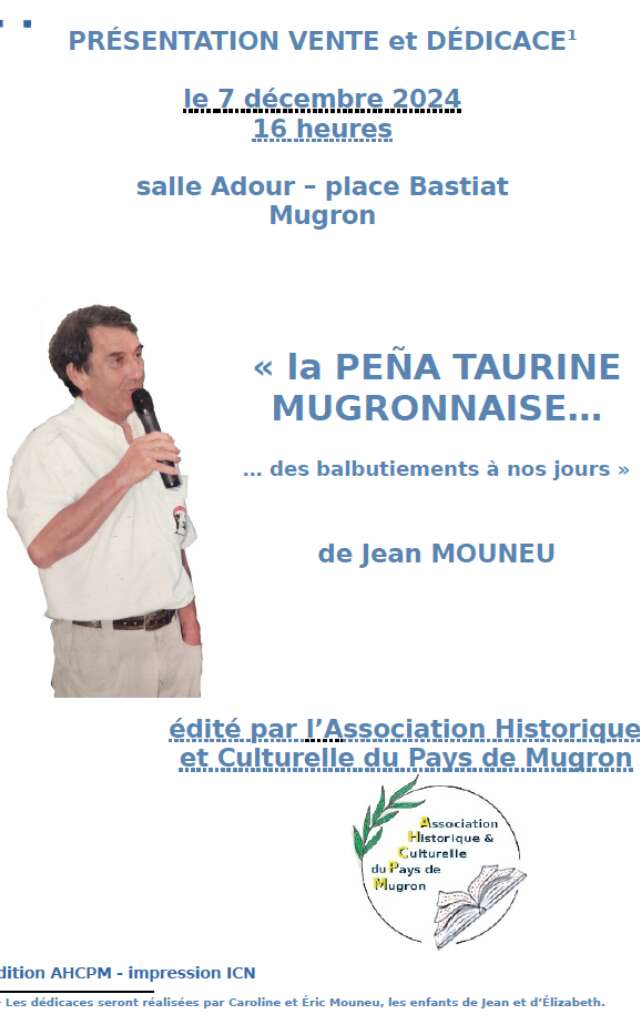 Présentation du livre « la PEÑA TAURINE MUGRONNAISE (vente et dédicace)