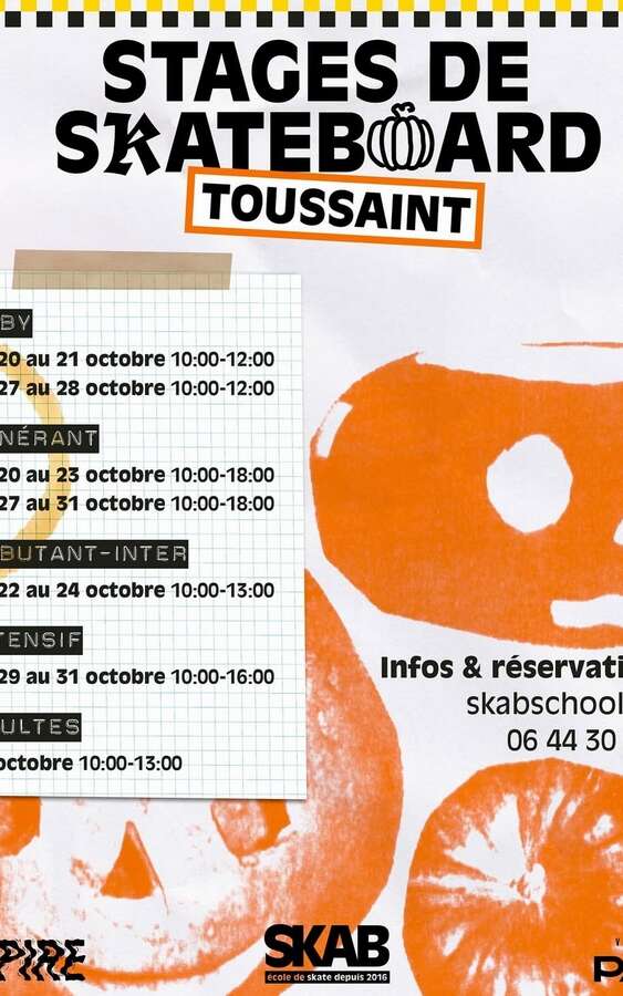 SKAB school - Stage skateboard itinérant toussaint
