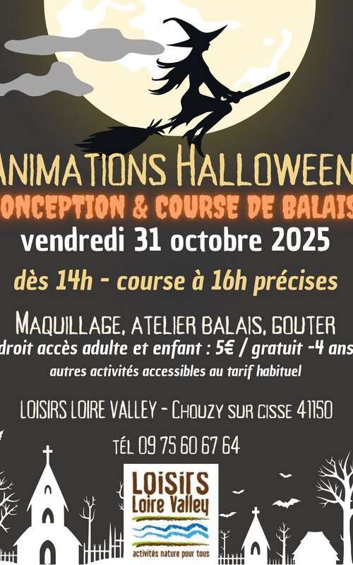 Animations Halloween course de balais à Loisirs Loire Valley