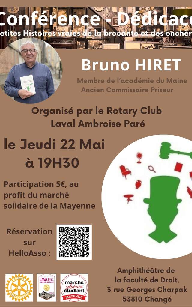 Conférence dédicace de Bruno Hiret "Petites Histoires Vraies de la Brocante et des Enchères"