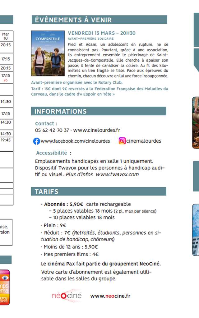 Programme du cinéma Pax