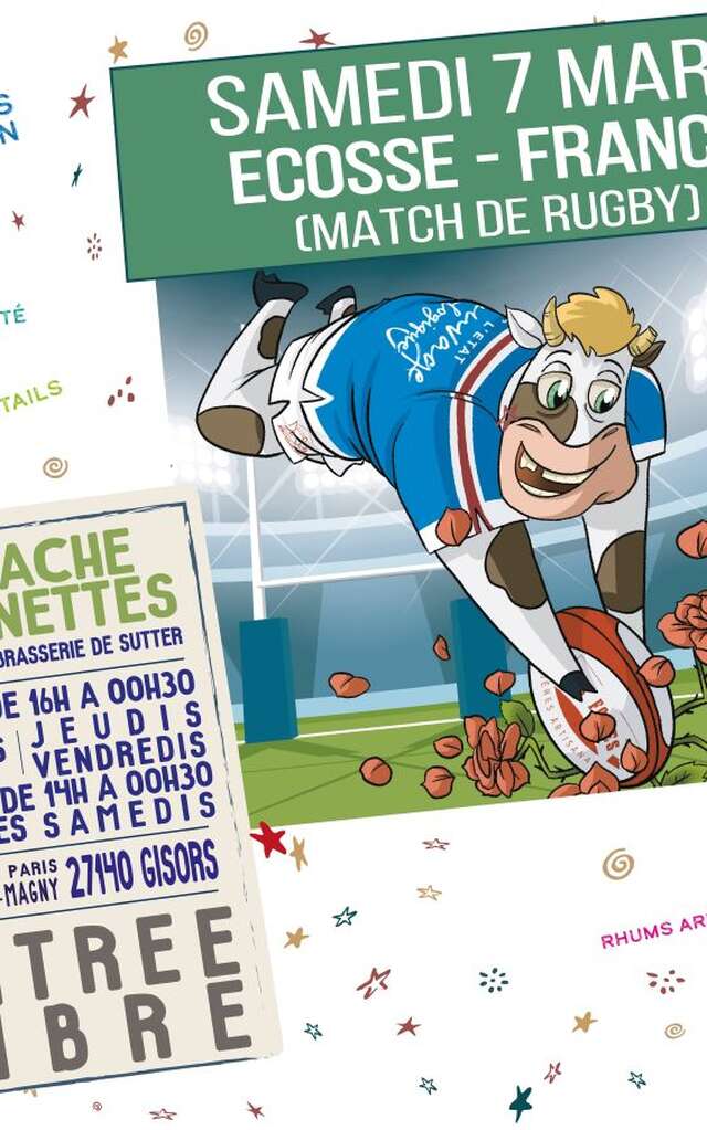 Projection du match de rugby Écosse-France