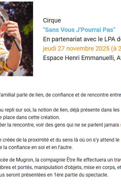 "Sans vous j'pourrai pas" de la cie Être Re - Cirque