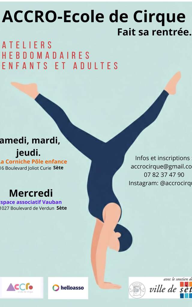 ATELIERS DE CIRQUE HEBDOMADAIRES À SÈTE