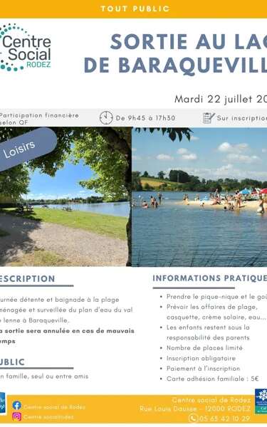 Baignade au lac du Val de Lenne à Baraqueville avec le Centre social de Rodez