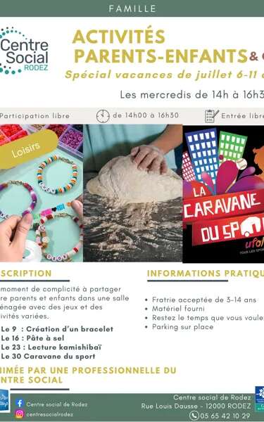 Activités Parents Enfants 6-11 ans avec le Centre social de Rodez