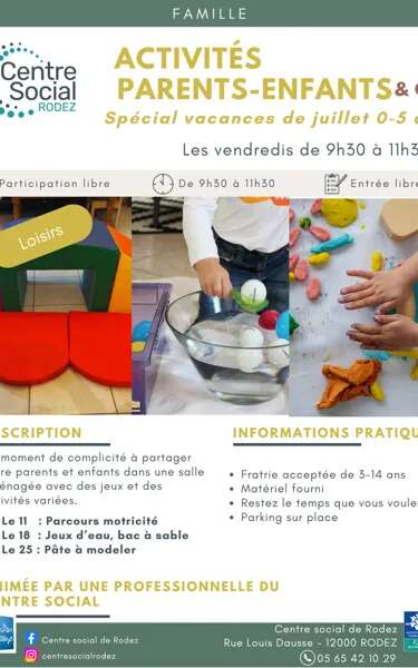 Activités Parents Enfants 0-5 ans avec le Centre social de Rodez