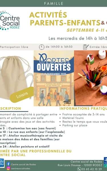 Activités Parents & Enfants 6-11 ans en septembre avec le Centre social de Rodez