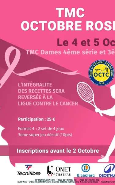 Tournoi de tennis – Octobre Rose