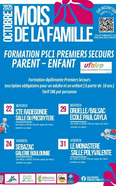 Formation PSC1 premiers secours parent et enfant