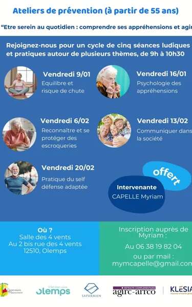 Ateliers de prévention : "Être serein au quotidien, comprendre ses appréhensions et agir"