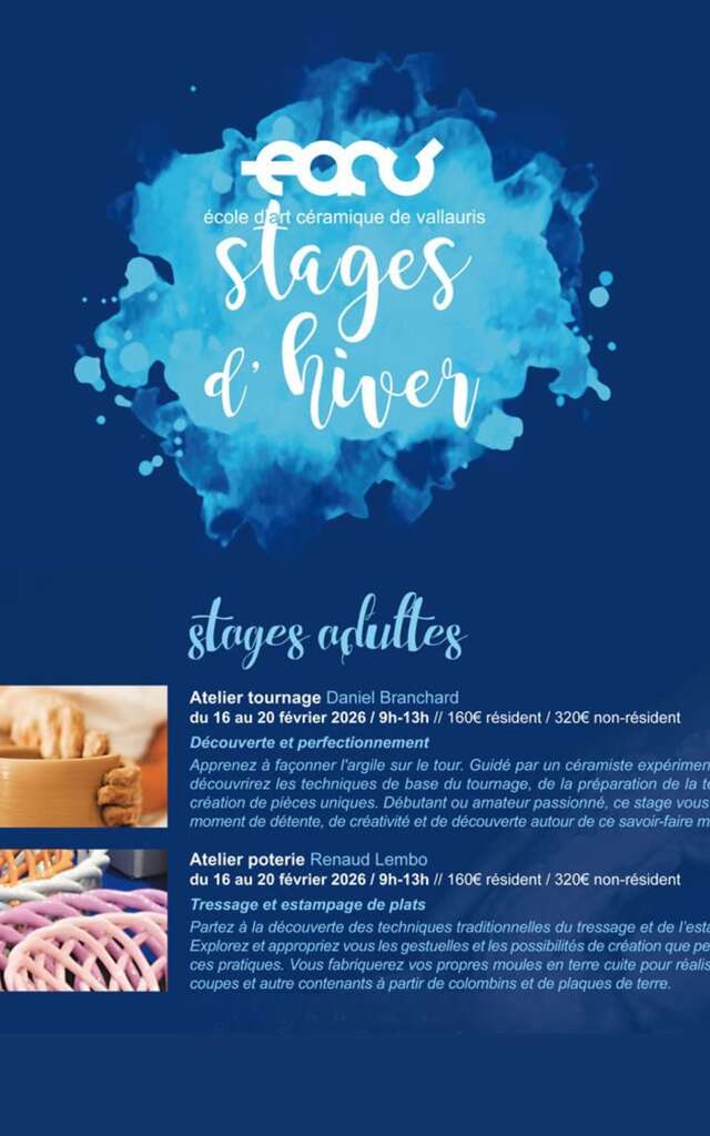 Stage d'hiver école d'art céramique de Vallauris