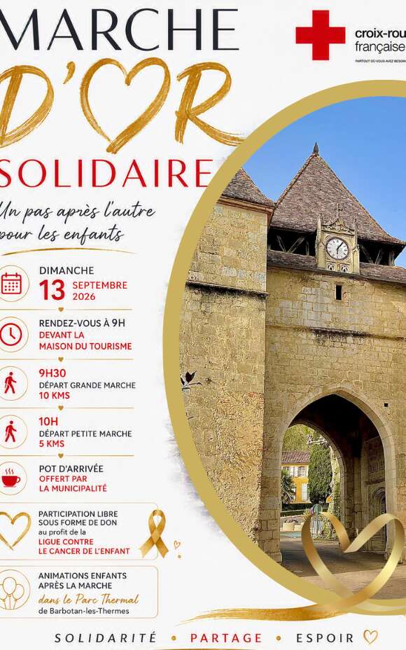 Marche d'Or de la Croix Rouge au profit de la lutte contre le cancer chez l'enfant à Cazaubon - Barbotan-les-Thermes