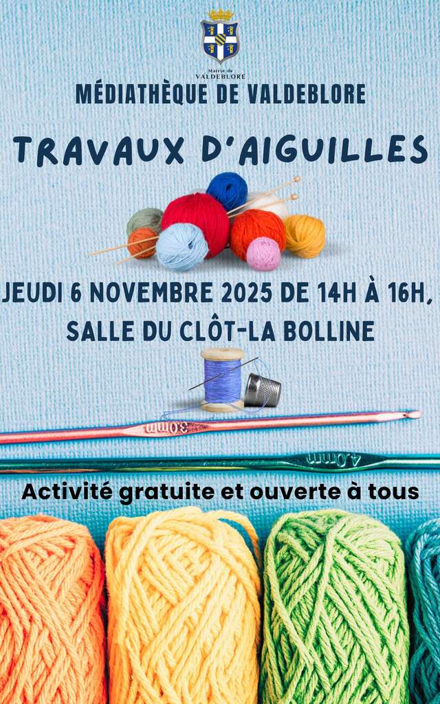 Travaux d'aiguilles à la Médiathèque de Valdeblore