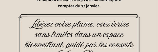 Atelier d'écriture créative à la médiathèque