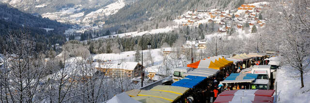 Châtel markt in de winter
