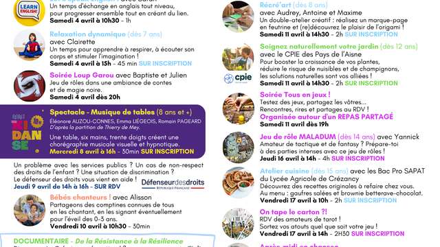 Café associatif Bidule : Programme d'avril