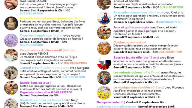 Programme septembre "Le Bidule", Café Associatif.