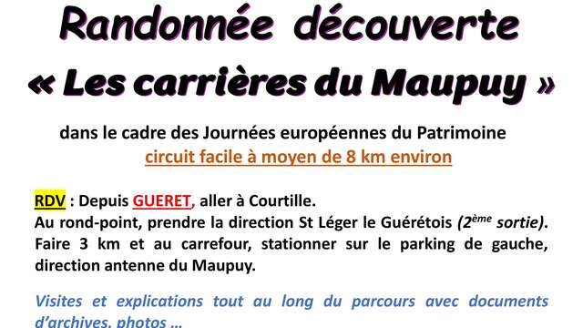 Journées du patrimoine : Randonnée découverte "Les carrières du Maupuy"