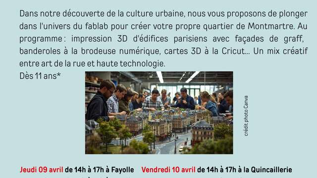 Hack ton Montmartre :  Ateliers création numérique en fablab