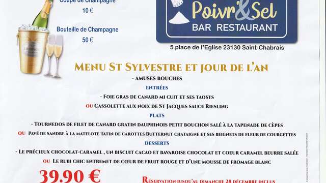Menu ST Sylvestre et jour de l'an : POIVR&SEL