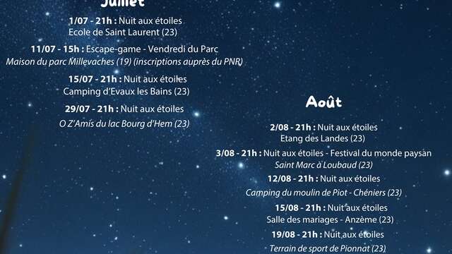 Nuits aux étoiles