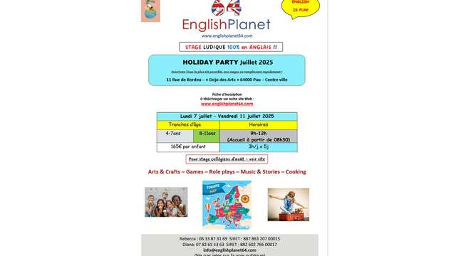 Stage anglais vacances Eté "Holiday party"