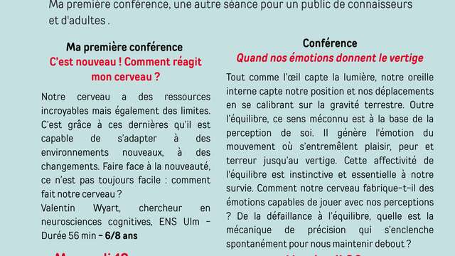 Ma première conférence : C’est nouveau ! Comment réagit mon cerveau ?