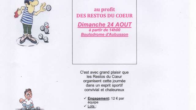 concours de pétanque en doublette au profit des restos du coeur