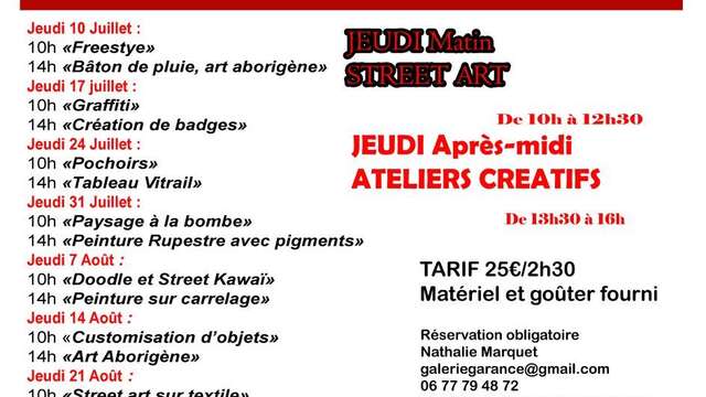 Stages enfants et ados à l'atelier Garance