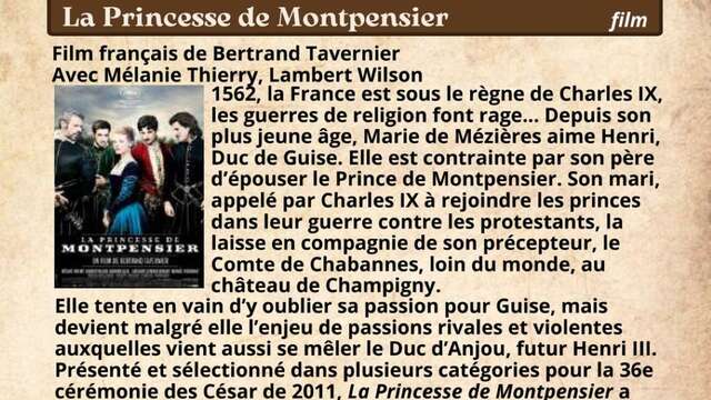 Festival Re-naissance à Figeac : ciné rencontre, la Princesse de Montpensier