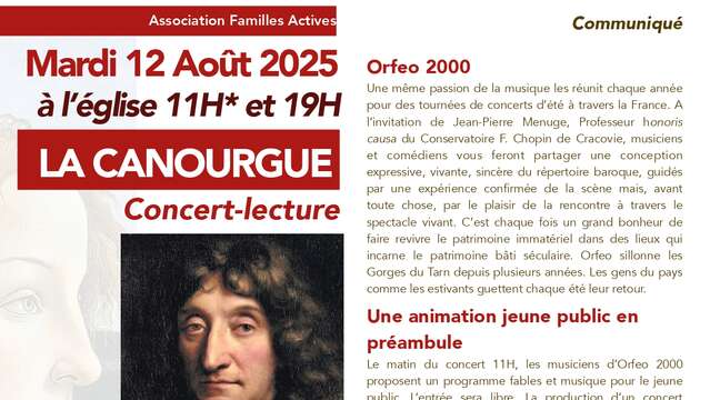 CONCERT-LECTURE : LA FONTAINE , HOMME AFFABLE, HOMME À FEMMES...