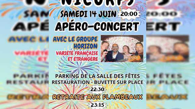 Apéro-concert, retraite aux flambeaux et feu d'artifice