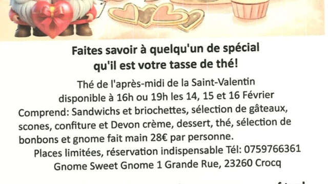 Gnome sweet Gnome Afternoon Tea de la Saint-Valentin