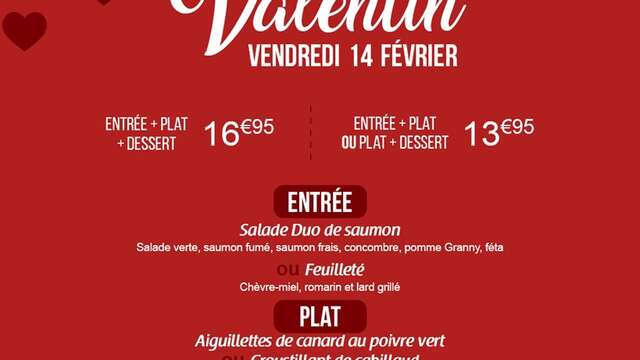 Menu de Saint-Valentin au Crescendo