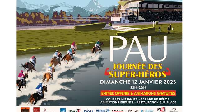 Courses à l'hippodrome de Pau - Journée des super-héros