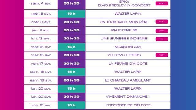 Programme Cinéma le Palais