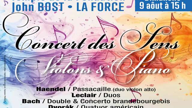 Concert des Sens (Violons & Pianos) | Temple de la Fondation John Bost