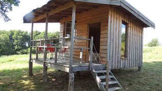 Cabane, caravane et emplacements à la ferme Ane et Carotte