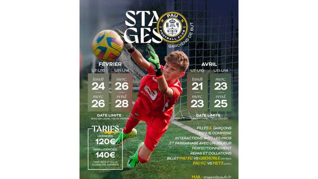 Stage football gardien PAUFC Academy- Vacances d'Avril