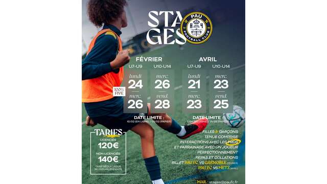 Stage football PAUFC Academy- Vacances d'Avril