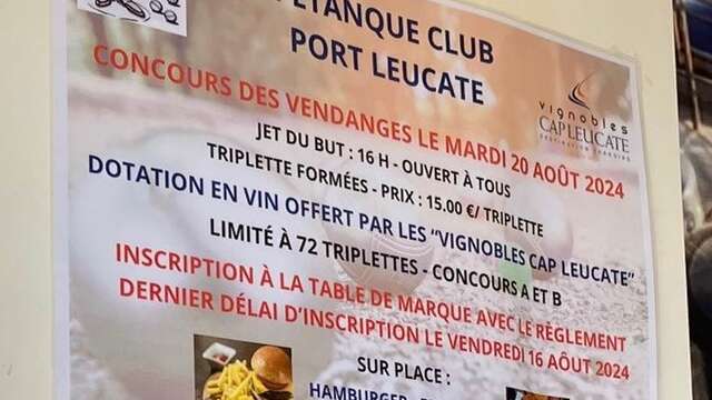 Pétanque Club Port Leucate - Concours des vendanges